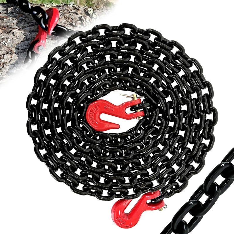 SENKEYFE G80 Transport Binder Chain,14FT 1/4“ Trailer Safety Chains with Clevis Grab Hooks,3300 Lbs Safe Working Load Heavy Duty Chain for Transporting,Towing,Logging Tie Down Binding - Image 1